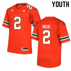 Youth Quincy Roche Orange University of Miami College Football #2 Jersey 203506-492