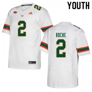 Youth Quincy Roche White University of Miami College Football #2 Jersey 746958-733