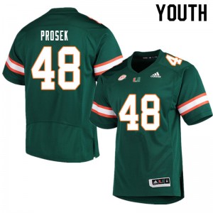 Youth Robert Prosek Green Miami College Football #48 Jersey 464394-359