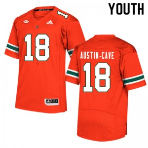 Youth Tirek Austin-Cave Orange Hurricanes College Football #18 Jersey 990896-444