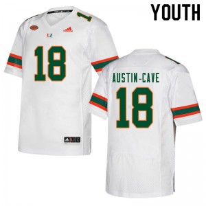Youth Tirek Austin-Cave White Hurricanes College Football #18 Jersey 626380-136