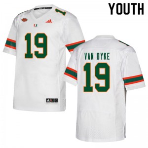 Youth Tyler Van Dyke White Miami College Football #19 Jersey 943391-105