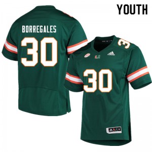 Youth Andres Borregales Green University of Miami College Football #30 Jersey 364513-806