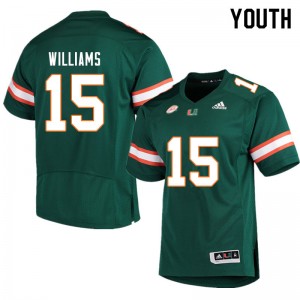 Youth Avantae Williams Green Miami College Football #15 Jersey 526998-242