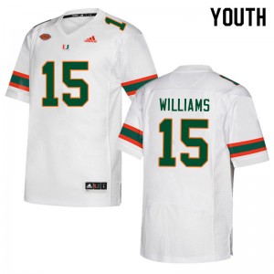 Youth Avantae Williams White Miami College Football #15 Jersey 979084-442