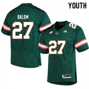 Youth Brian Balom Green Miami College Football #27 Jersey 416024-134