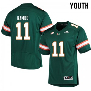 Youth Charleston Rambo Green Miami College Football #11 Jersey 313108-181