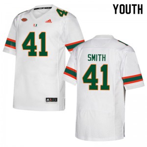 Youth Chase Smith White Miami Hurricanes College Football #41 Jersey 463175-303