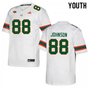 Youth Dante Johnson White Miami Hurricanes College Football #88 Jersey 141437-756