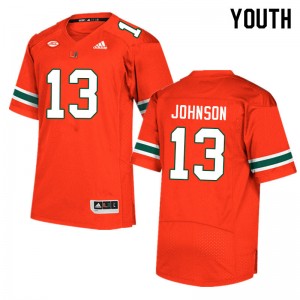 Youth Deandre Johnson Orange Miami Hurricanes College Football #13 Jersey 251359-871