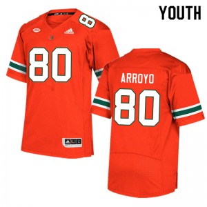 Youth Elijah Arroyo Orange Hurricanes College Football #80 Jersey 325749-521