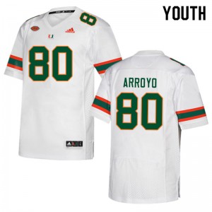 Youth Elijah Arroyo White Miami College Football #80 Jersey 334075-737