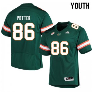 Youth Fred Potter Green Miami College Football #86 Jersey 616476-104