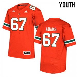 Youth Gavin Adams Orange Hurricanes College Football #67 Jersey 796789-335