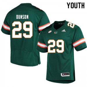 Youth Isaiah Dunson Green Hurricanes College Football #29 Jersey 273724-257