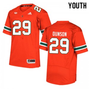 Youth Isaiah Dunson Orange Miami Hurricanes College Football #29 Jersey 706411-954