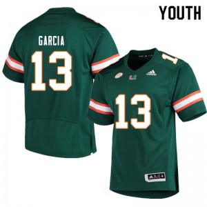 Youth Jake Garcia Green Hurricanes College Football #13 Jersey 884942-906