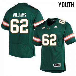 Youth Jarrid Williams Green Hurricanes College Football #62 Jersey 756281-699
