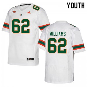 Youth Jarrid Williams White Miami Hurricanes College Football #62 Jersey 223955-388