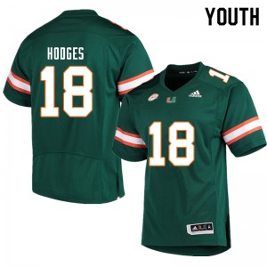 Youth Larry Hodges Green University of Miami College Football #18 Jersey 270569-464