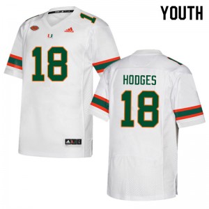 Youth Larry Hodges White Miami Hurricanes College Football #18 Jersey 743610-745