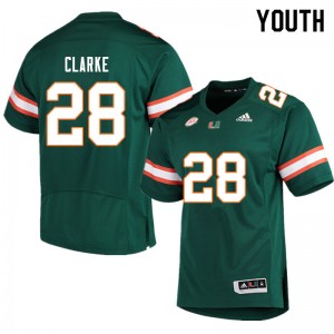 Youth Marcus Clarke Green University of Miami College Football #28 Jersey 731091-662