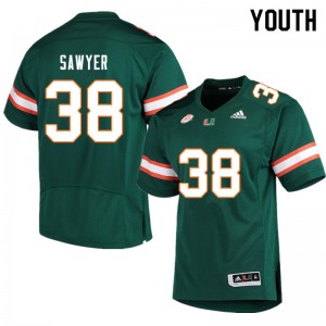 Youth Shane Sawyer Green Miami College Football #38 Jersey 298347-408
