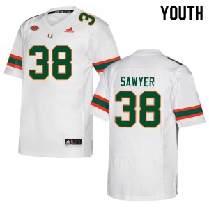 Youth Shane Sawyer White Miami Hurricanes College Football #38 Jersey 549020-160