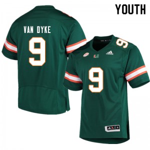 Youth Tyler Van Dyke Green Hurricanes College Football #9 Jersey 662958-952