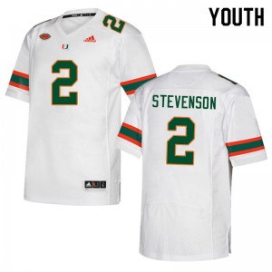 Youth Tyrique Stevenson White Miami Hurricanes College Football #2 Jersey 372926-872
