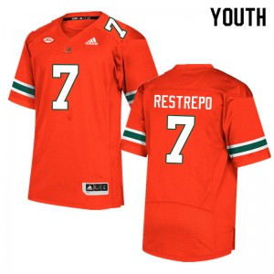 Youth Xavier Restrepo Orange University of Miami College Football #7 Jersey 252889-948