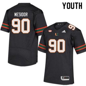 Youth Akheem Mesidor Black Miami College Football #90 Jersey 641495-524