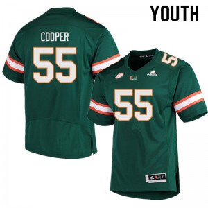 Youth Anez Cooper Green Hurricanes College Football #55 Jersey 665949-857