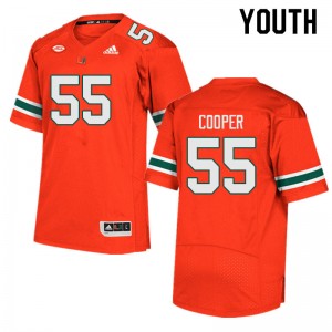 Youth Anez Cooper Orange University of Miami College Football #55 Jersey 457226-641