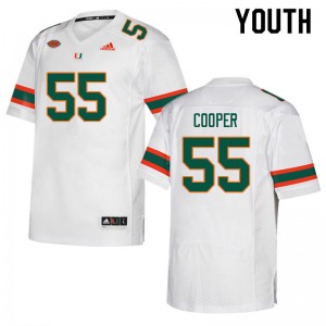 Youth Anez Cooper White Hurricanes College Football #55 Jersey 345313-984