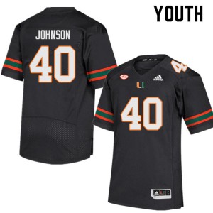 Youth Caleb Johnson Black Miami Hurricanes College Football #40 Jersey 622555-941