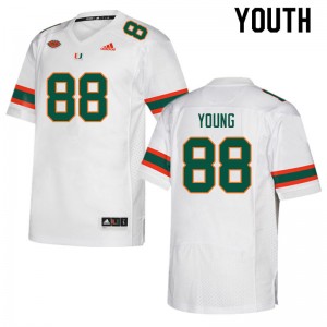 Youth Colbie Young White Miami Hurricanes College Football #88 Jersey 732009-321