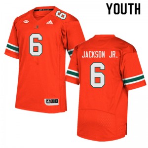 Youth Darrell Jackson Jr. Orange Miami College Football #6 Jersey 611751-501