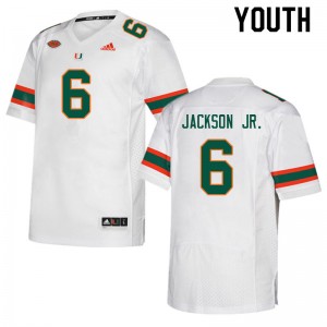 Youth Darrell Jackson Jr. White Miami College Football #6 Jersey 159362-268