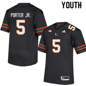 Youth Daryl Porter Jr. Black Miami College Football #5 Jersey 485054-727
