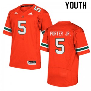 Youth Daryl Porter Jr. Orange Miami College Football #5 Jersey 710802-604