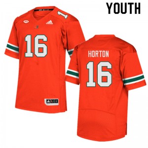Youth Isaiah Horton Orange Miami College Football #16 Jersey 518280-685