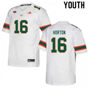Youth Isaiah Horton White University of Miami College Football #16 Jersey 980518-597