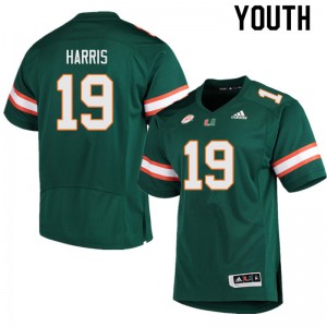 Youth Jaden Harris Green University of Miami College Football #19 Jersey 690491-480
