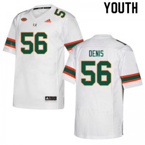 Youth Jonathan Denis White Hurricanes College Football #56 Jersey 597339-476