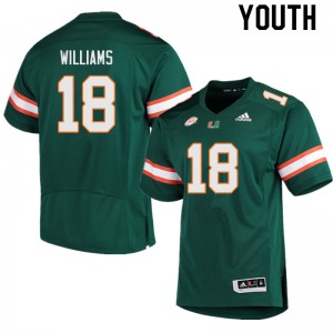 Youth Markeith Williams Green Miami College Football #18 Jersey 396501-209