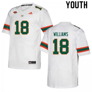 Youth Markeith Williams White Miami College Football #18 Jersey 564165-518