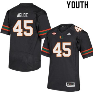 Youth Mitchell Agude Black Miami College Football #45 Jersey 363384-960