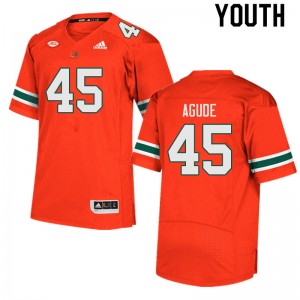 Youth Mitchell Agude Orange Miami College Football #45 Jersey 839592-654