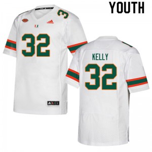 Youth Nyjalik Kelly White Miami College Football #32 Jersey 230169-288